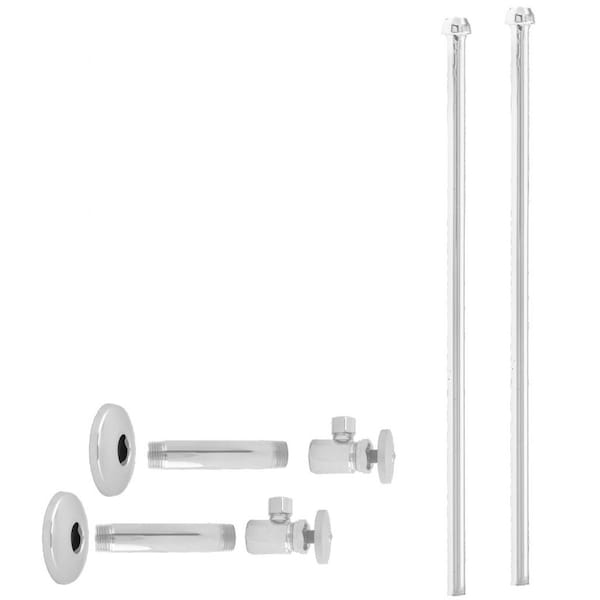 Westbrass Faucet Kit, 1/2" IPS x 3/8" OD x 20" Bullnose in Powder coated White D103KBN-50 - main
